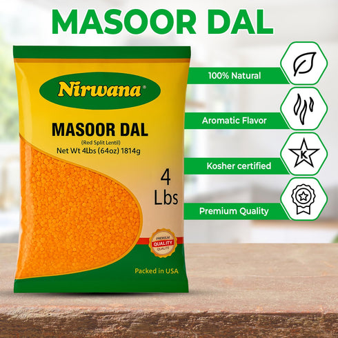 64 oz Red Split Lentils (Masoor Dal) Premium Red Lentils for Cooking, Soups & Everyday Meals
