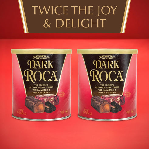 Pack 2 10oz Almond Roca of Canisters - Individually Wrapped Dark Chocolate Candy - Buttercrunch Toffee with Almonds