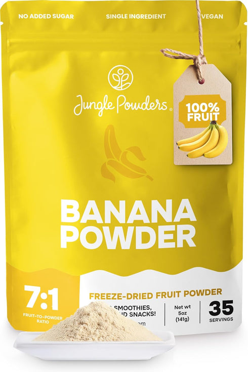 Jungle Powders Banana Powder for Smoothies 5 Ounce Bag Freeze Dried Banana