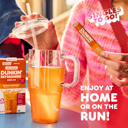 packets, Lemonade,10 packets Dunkin Zero Sugar Refreshers Singles To Go! Powdered drink mix Peach Passionfruit per box