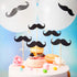 50 Pieces Mustache Cupcake Toppers, Mustache Birthday Cake Topper, Black Glitter Mustache Dessert Toppers for Baby