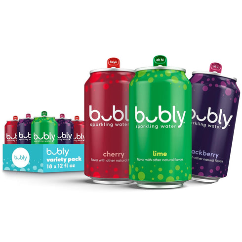 bubly Sparkling Water, Lime Yours 3 Flavor Variety Pack (Lime, Cherry, Blackberry),