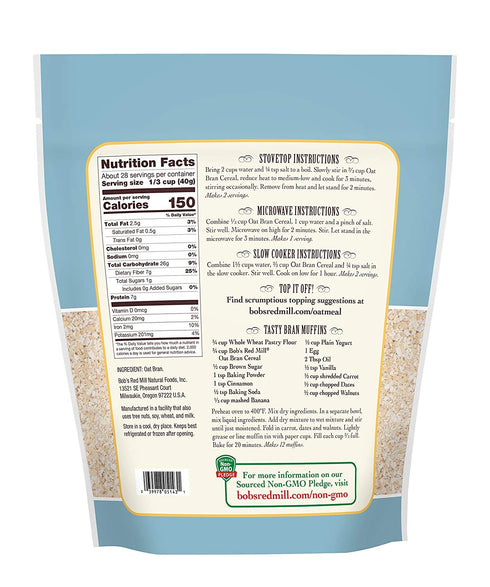 40 (Pack 2) Bob's Red Mill Oat Bran Hot Cereal Ounce