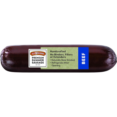 Old Wisconsin Premium Summer Sausage, 100% Natural Meat, Charcuterie, Ready to Eat,