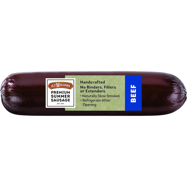Old Wisconsin Premium Summer Sausage, 100% Natural Meat, Charcuterie, Ready to Eat,
