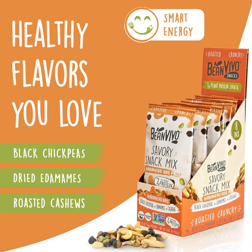 7g 5g 8Pack (1.05 oz BeanVIVO Healthy Snacks for Adults & Kids with Protein & Fiber per Serving with Dried Edamame