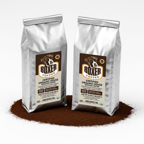 Boxer Coffee Medium Roast Ground Coffee Certified Organic House Blend, Specialty Grade