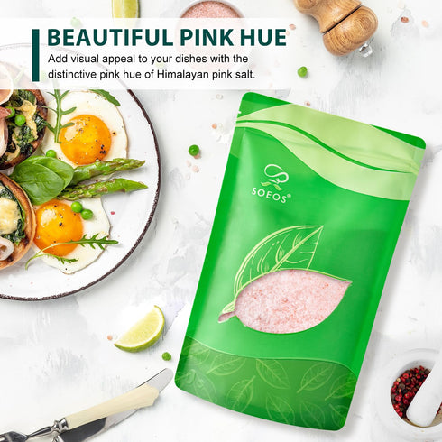 2 Lbs (32 oz), Soeos Himalayan Pink Salt, Fine Grain, Pink Himalayan Sea Salt, Rock Salt for Grinder Refill