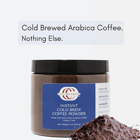 (10 oz) (100 Civilized Coffee Instant Cold Brew Coffee Powder Medium Dark Roast Non-GMO Jar Servings)
