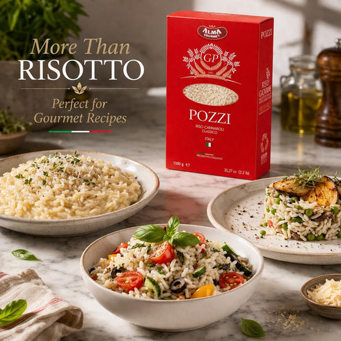 Pozzi 2.2 lb (1 Carnaroli Rice Classico, kg) Italian Carnaroli Rice for Risotto, Premium Rice from Italy, Ideal