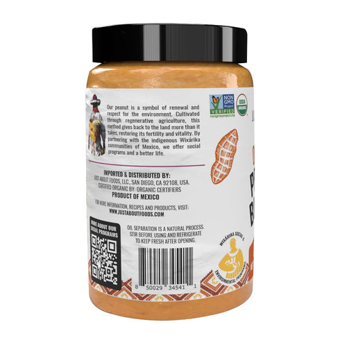 1 lb Just About Foods Organic & Keto Peanut Butter Creamy Gluten-Free, No Sugar Added, No Palm Oil, Unsweetened Peanut