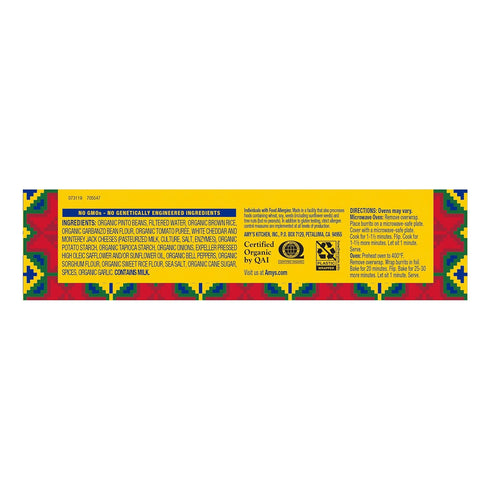 Frozen 5.5 oz Amy's Meals, Cheddar Cheese Burrito with Beans and Rice, Gluten Free