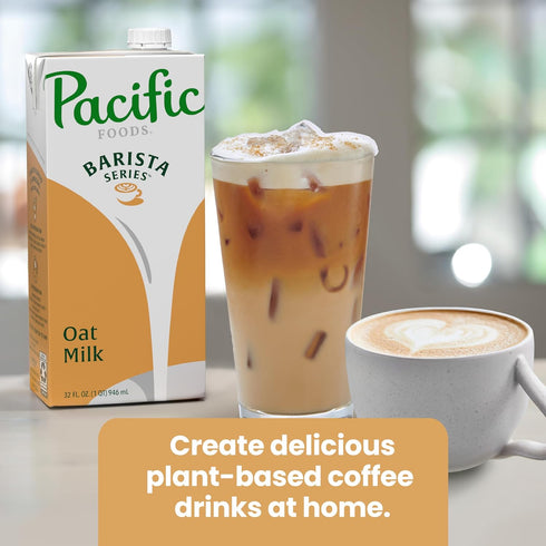 32 oz Pacific Foods Barista Series Original Oat Milk, Plant Based Milk, Carton