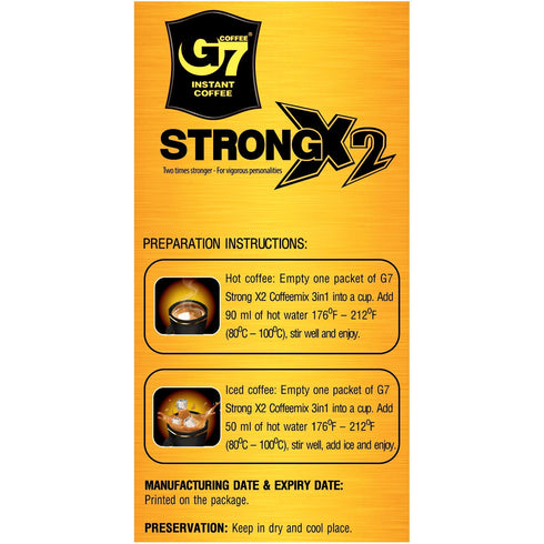 Trung Nguyen G7 X2 3 1 (24 Packets) Strong in Instant Coffee Roasted Ground Coffee Blend w/Non-dairy Creamer and Sugar