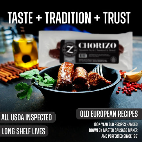(8oz) Zicks Specialty Meats Spanish Chorizo Sausage | Healthy & Organic Spanish Chorizo | Premium Naturally Cured
