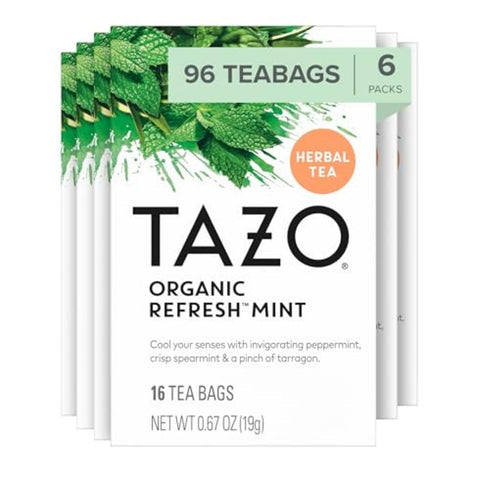 TAZO Refresh Mint Herbal Tea Bags with Peppermint and Spearmint, Caffeine Free,