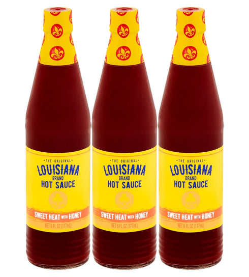 Louisiana Brand Hot Sauce, Sweet Heat with Honey, 6 Fl Oz (Pack of 3)