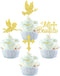 24 Pack Spanish Mi Bautizo Cupcake Toppers, Glitter Cross Angel Dove Picks for Religious Baby Shower Birthday Party
