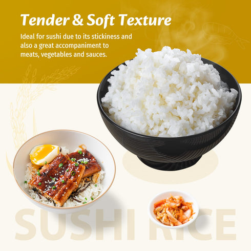 2 (32 Soeos Sushi Rice, Medium Grain Rice, Sticky Rice for Sushi Rolls and Japanese Food, Pound Ounce)