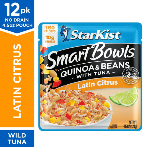 4.5 oz (Pack 12) StarKist Smart Bowls Latin Citrus, Pouch of Features Quinoa & Beans with Wild Caught Tuna