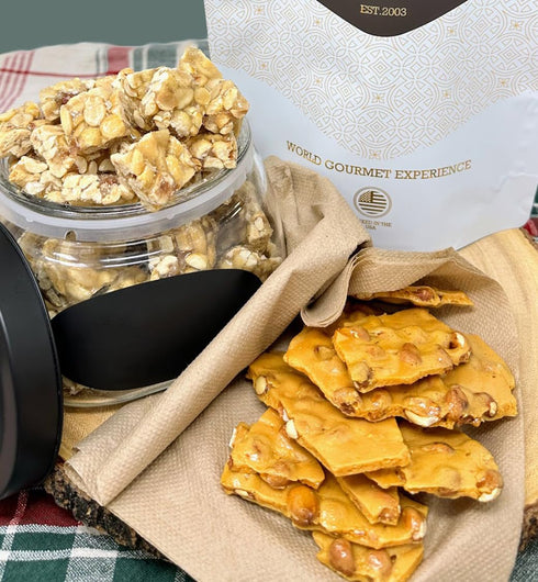 2 SweetGourmet Original Peanut Brittle Candy, Homestyle Toffee with Nuts, Traditional Sweet Snack, Pounds
