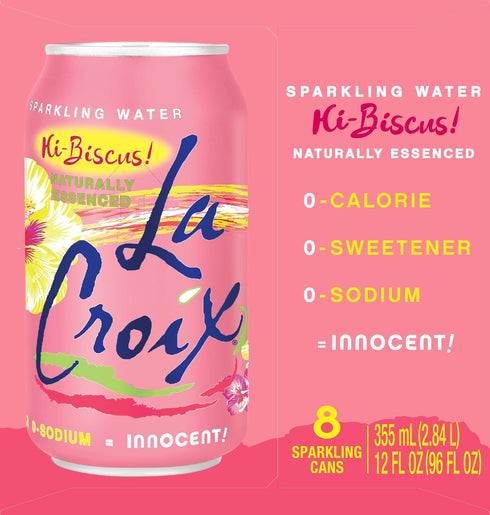12 Oz (pack 8) La Croix Sparkling Water, Hi-Biscus!, Fl