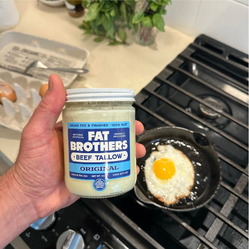 100% 2 Pack 14oz Fat Brothers Original Grass-Fed Beef Tallow, USA Made and Sourced, Suet, Jars, No Added Hormones