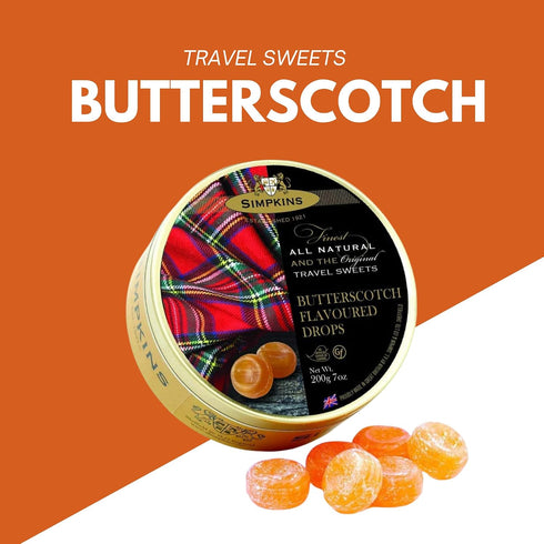 200g 3 Pack) Simpkins Butterscotch Flavored Travel Sweets (