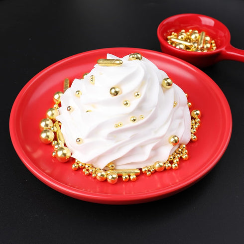 130g/4.6oz Sprinkles, Gold Pearl Sprinkles Mix, Edible Sprinkles for Cake Decorating, Candy Baking Decorations, Ice