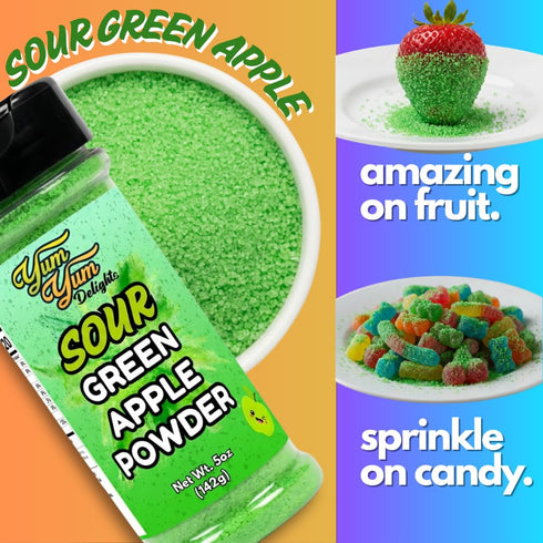 Sour Candy powder - Green Apple Flavor Pucker Topper, Sour Flavoring for Fruit, Gushers, Drinks & More
