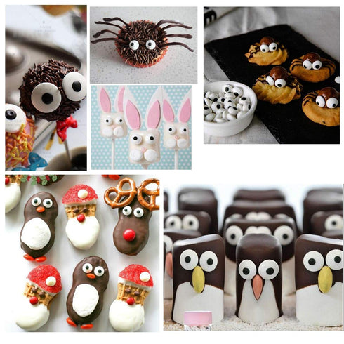 GEORLD Small Candy Eyeballs Cake Cupcake Toppers, Cookie Decorations