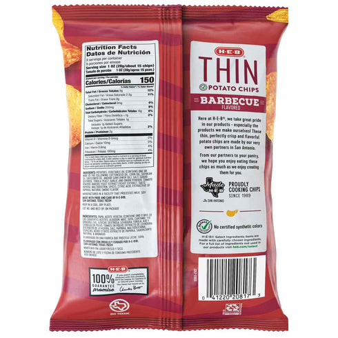 Generic 9 oz 2 HEB Thin Potato Chips - Barbecue Bags