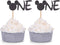 24 Counts Black Glitter Mickey Mouse Inspired Cupcake Toppers for Minnie One Baby Birthday Party