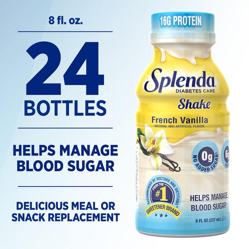 8 Oz (Pack 24) SPLENDA Diabetes Care Shakes - Meal Replacement Shake, French Vanilla, Fl