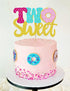 VIVIFORKY Donut Sweet Two Cake Topper Glitter Theme Sencond Happy Birthday Decorations for Girl Boy Baby Shower Party