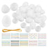 Qirvaten 50Packs Set,Blank Empty Easter Eggs & Decorative Gold Cord & Stickers White Plastic Egg,Fillable Empty DIY