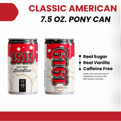 1919 7.5oz 10-Pack Draft Root Beer Can, Real Sugar, Real Vanilla, Classic American Root Beer