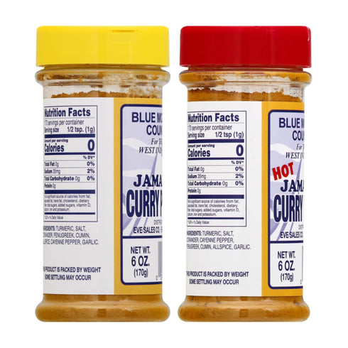 Country Pack 6 oz Blue Mountain Jamaican Curry Powder & Hot Jamaican Curry Powder Duo | Authentic West Indian Spices