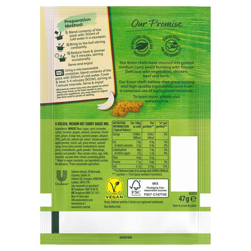 (5 47g packs) Knorr Medium Curry Sauce Mix X