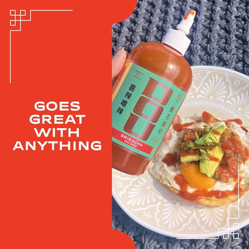 Set 60-Year (3-Pack, 50oz DOU by Uncle Chen Chinese Sauce Gift - Sriracha, Sesame Oil & Chili Oil Full-size Trio