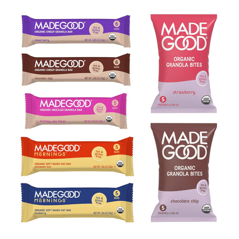 MadeGood Healthy Snacks Variety Pack (37 Count) Organic Granola Bars, Granola Bites,