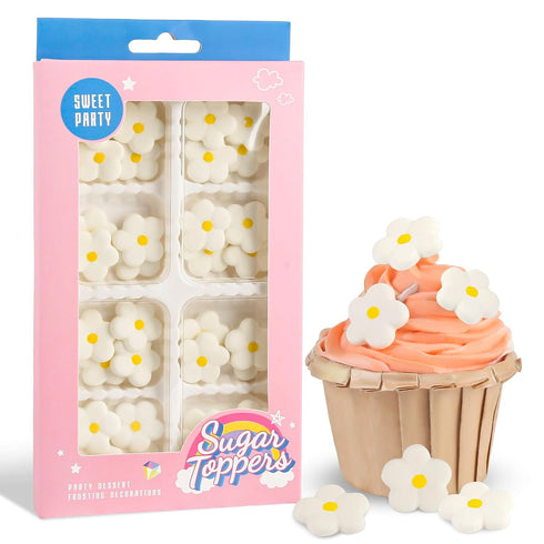 Flowers Icing Decoration 32 Count White Blossoms Royal Icing Decorations Daisy Sugar