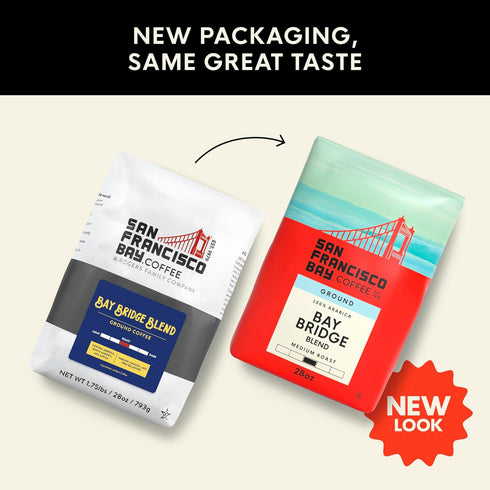 (28 oz San Francisco Bay Ground Coffee, Bay Bridge Blend Bag), Medium Roast Coffee