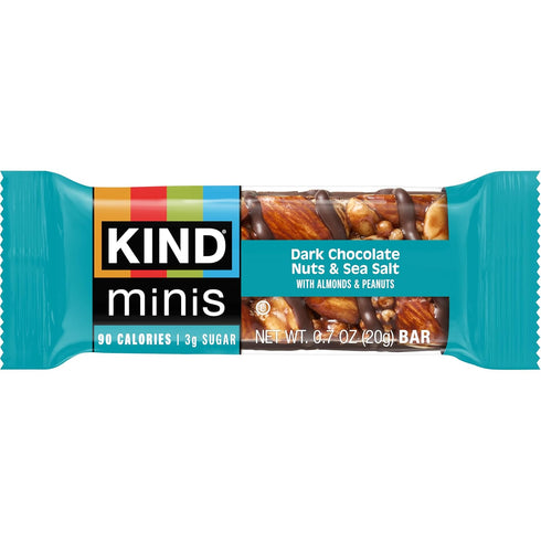 Pack, 20 Count KIND Mini Snack Bars Variety Gluten Free, Low Sugar, Low Calorie Snacks, Dark Chocolate Nuts & Sea Salt