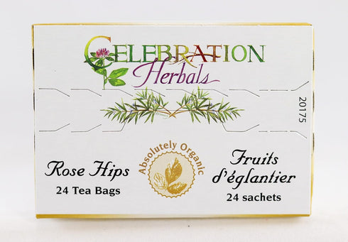 CELEBRATION HERBALS Organic Rose HIPS Tea, 24 Bags, 0.02 Pound