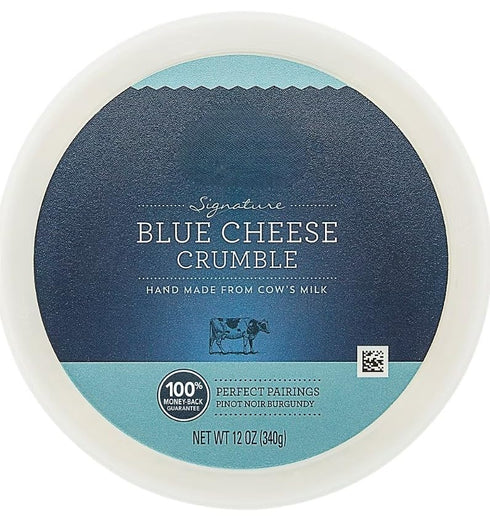 Generic 12 oz 0.75 lb Blue Cheese Crumbles. These crumbles are handmade with cow's milk and are easy to incorporate