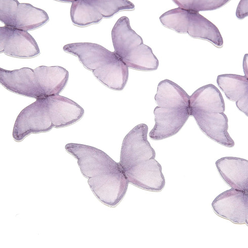 GEORLD Edible Wafer Paper Butterflies, Set of 48 Purple Cake Decorations, Cupcake Topper