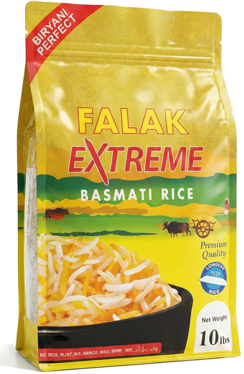 Falak Extreme Basmati Rice 10lb - Extra Long Basmati Rice - Resealable