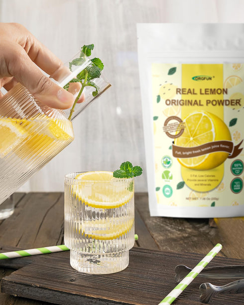 7.06 Oz ORGFUN Original Lemon Powder, Freeze Dried Lemon Juice Powder, Great for Beverages, Smoothies, Baking