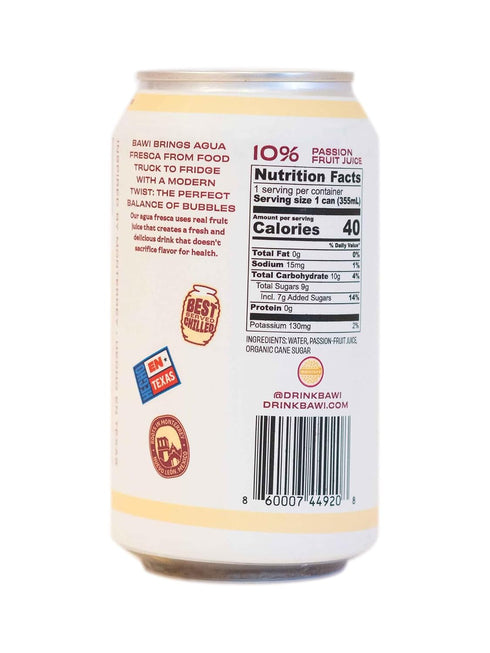 12 (Pack 12) Bawi Agua Fresca Passion Fruit Flavored Sparkling Drink, Fluid Ounces